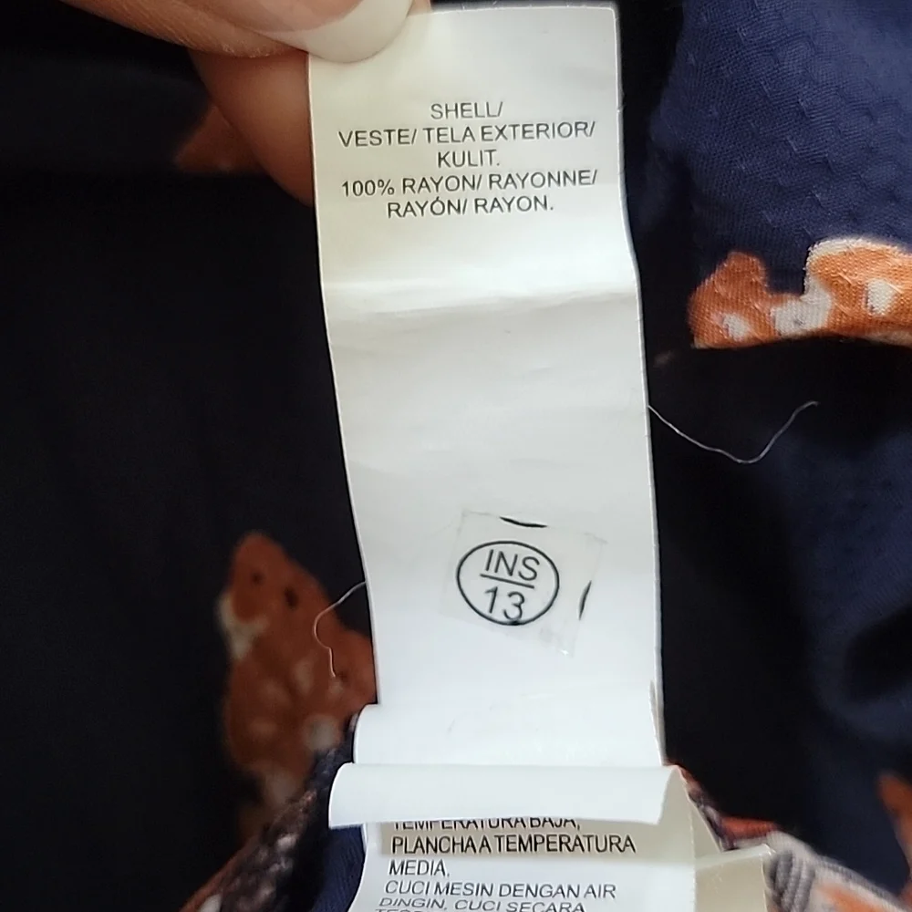 Lucky Brand Boho Tunic Small Blue Printed Boho V Neck - Picture 6 of 6